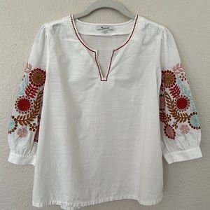 🎉Host Pick Madewell Embroidered-Sleeve Popover Top
